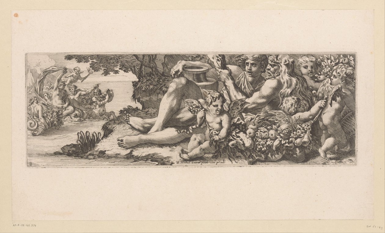 Triumf af Galatea med Hercules og allegoriske figurer på kysten Mytologiske figurer ved vandet (serietitel) af François Bignon (attributed to)