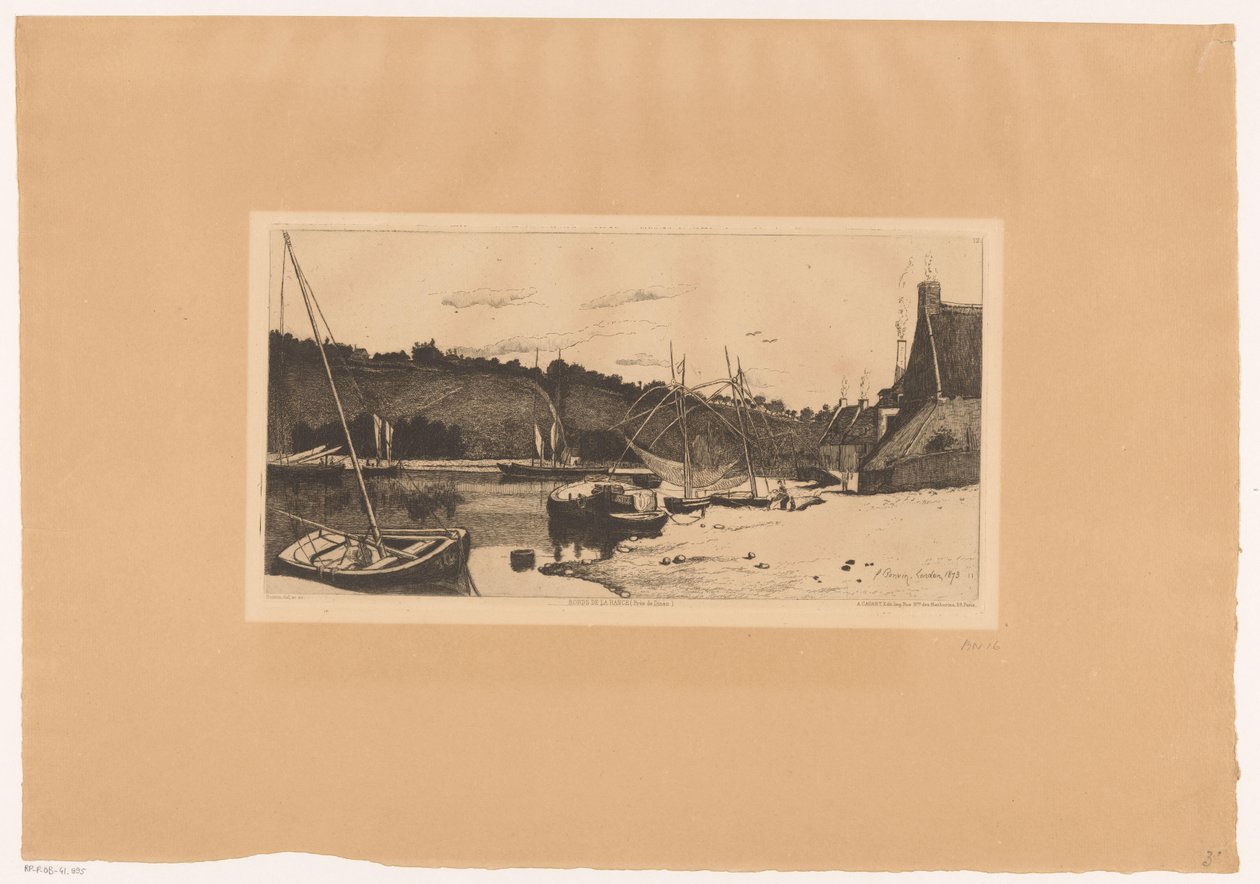 Udsigt over haven af ​​Rance Banks of the Rance (nær Dinan) (titel på objekt) Ti raderinger, tegnet og graveret af F. Bonvin, maler (serietitel) af François Bonvin