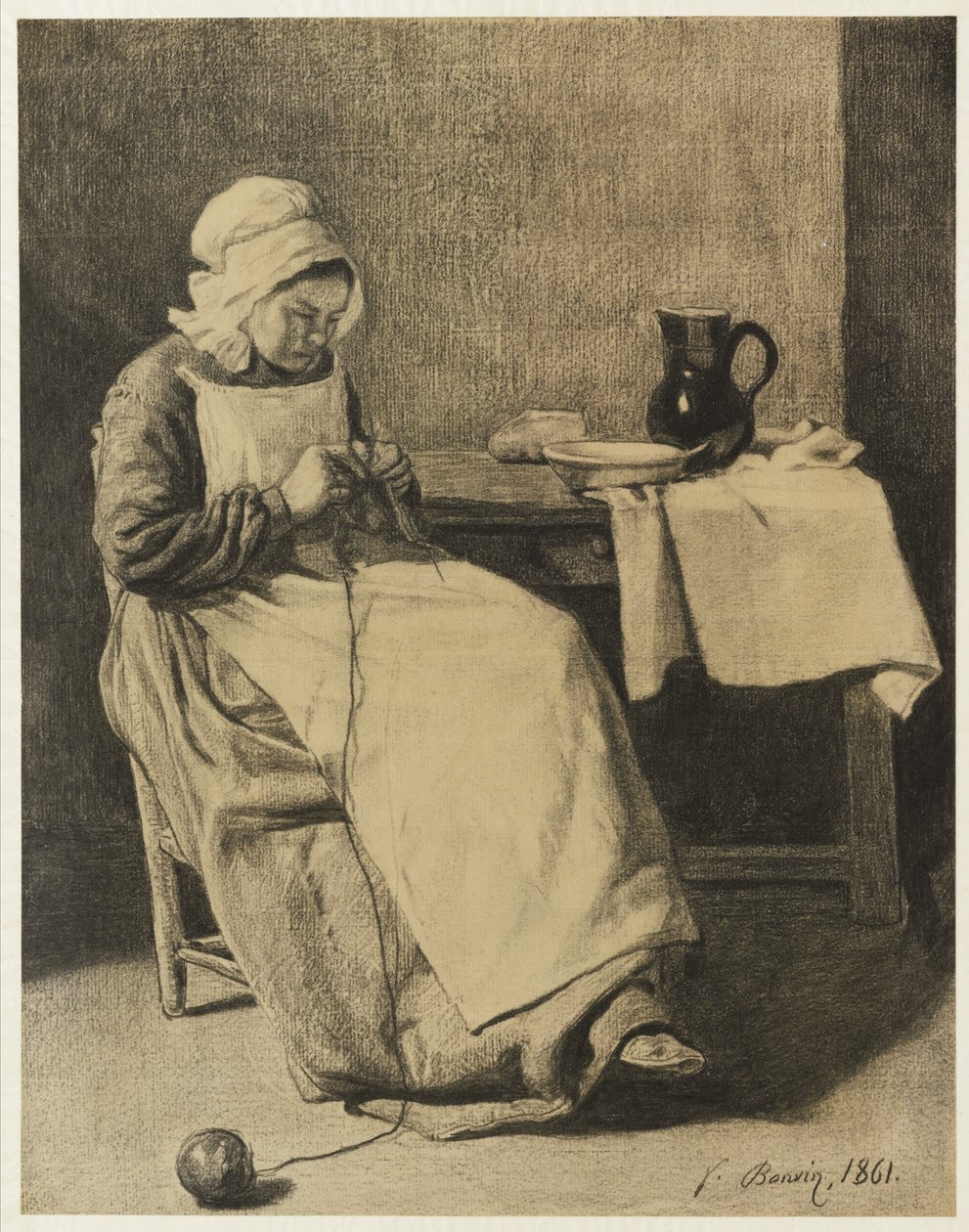 Tjenerstrikning, 1861 af François Bonvin