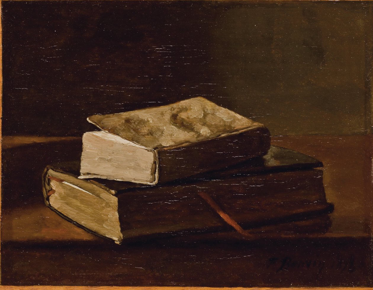 Stilleben med to bøger, 1858 af François Bonvin