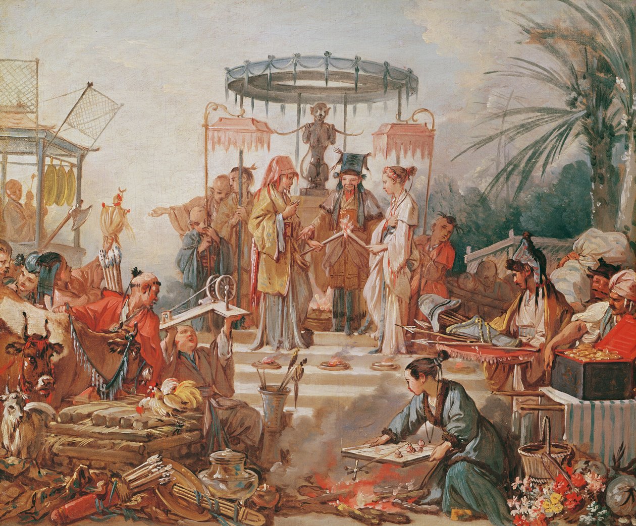 Et kinesisk ægteskab, studie til en billedtæppetegneserie, ca. 1742 af François Boucher