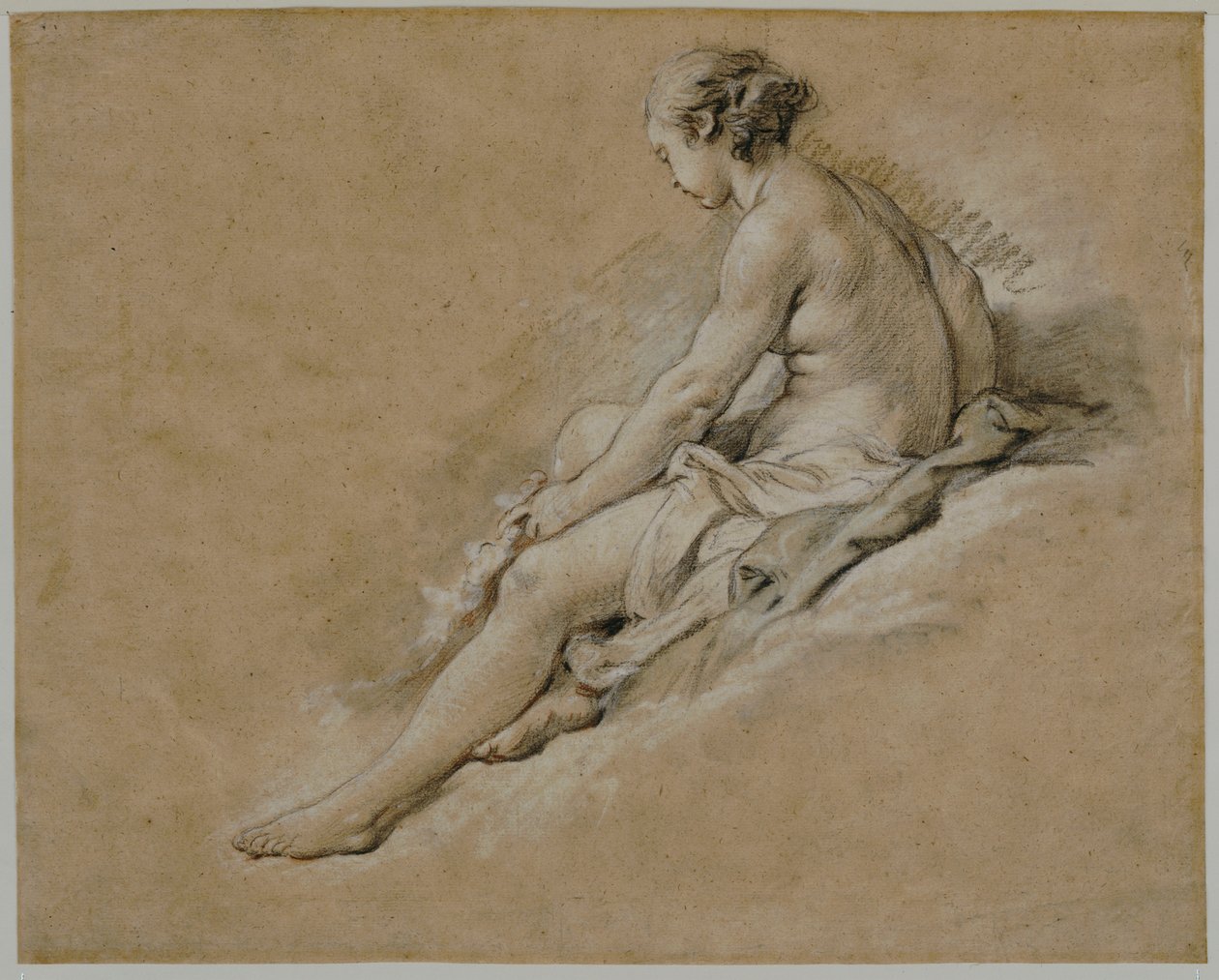 En siddende nøgen pige af François Boucher