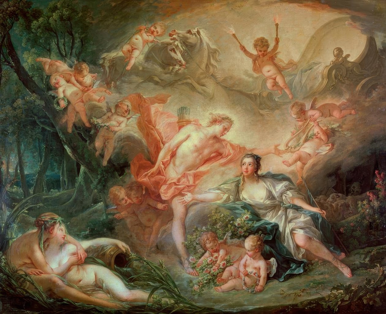 Apollo afslører sig selv for Isis af François Boucher