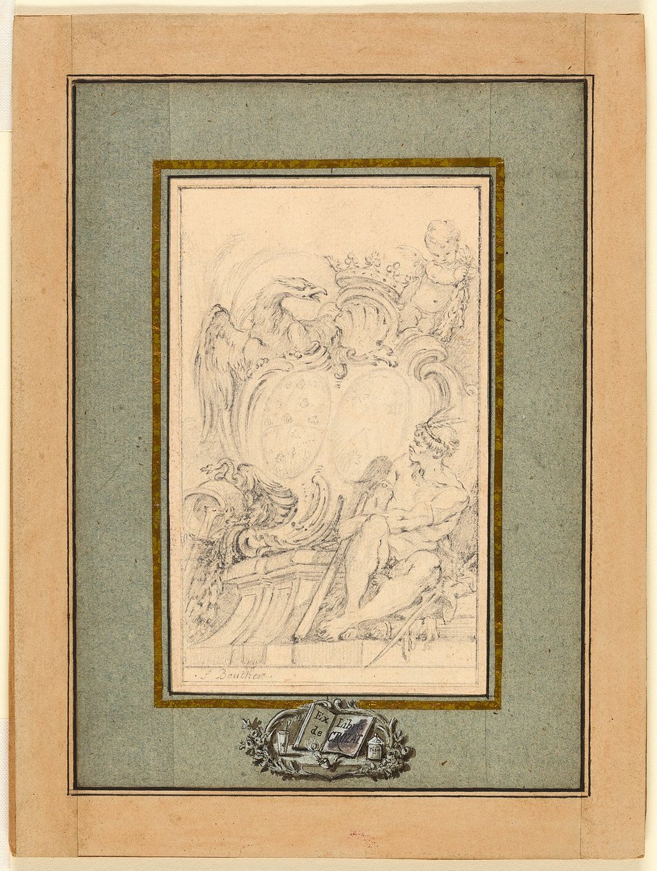Armorial bogplade for Crozat, Baron de Thiers af François Boucher