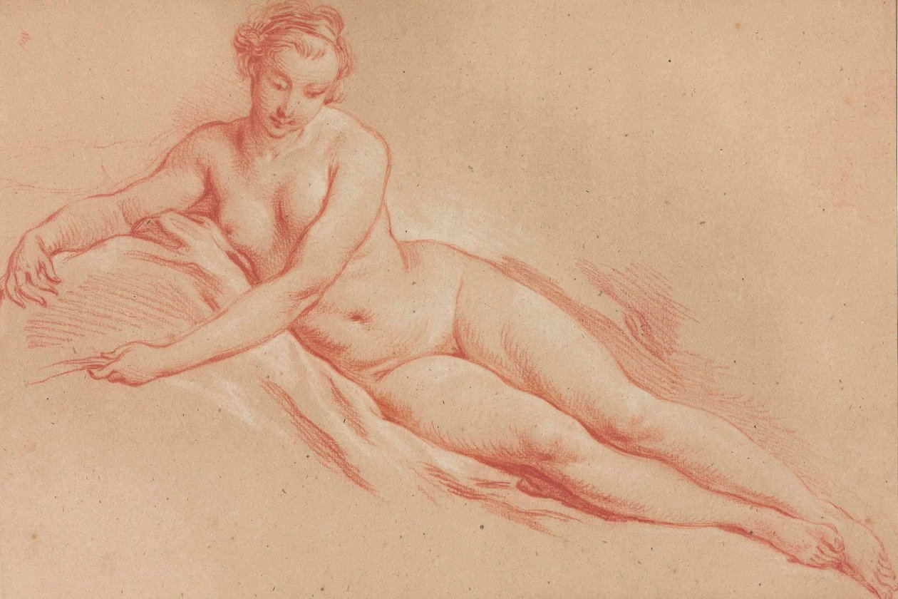 Boucher - En liggende nøgen kvinde af François Boucher