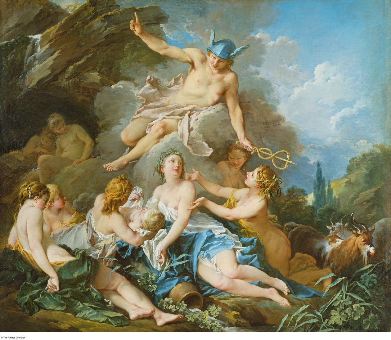 Boucher - Merkur betror den spæde Bacchus til nymferne, ca. 1732 - 1734 af François Boucher
