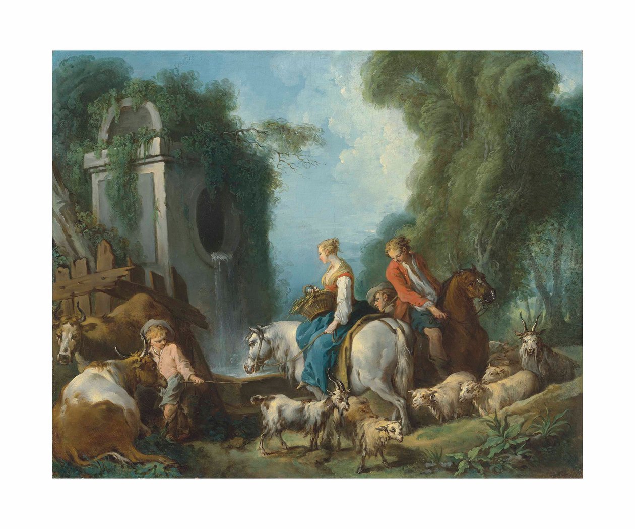 Boucher - Pastorale ved springvandet af François Boucher