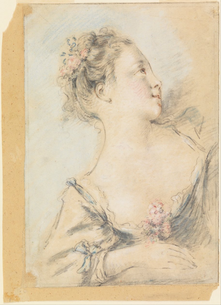 Buste af en ung pige af François Boucher