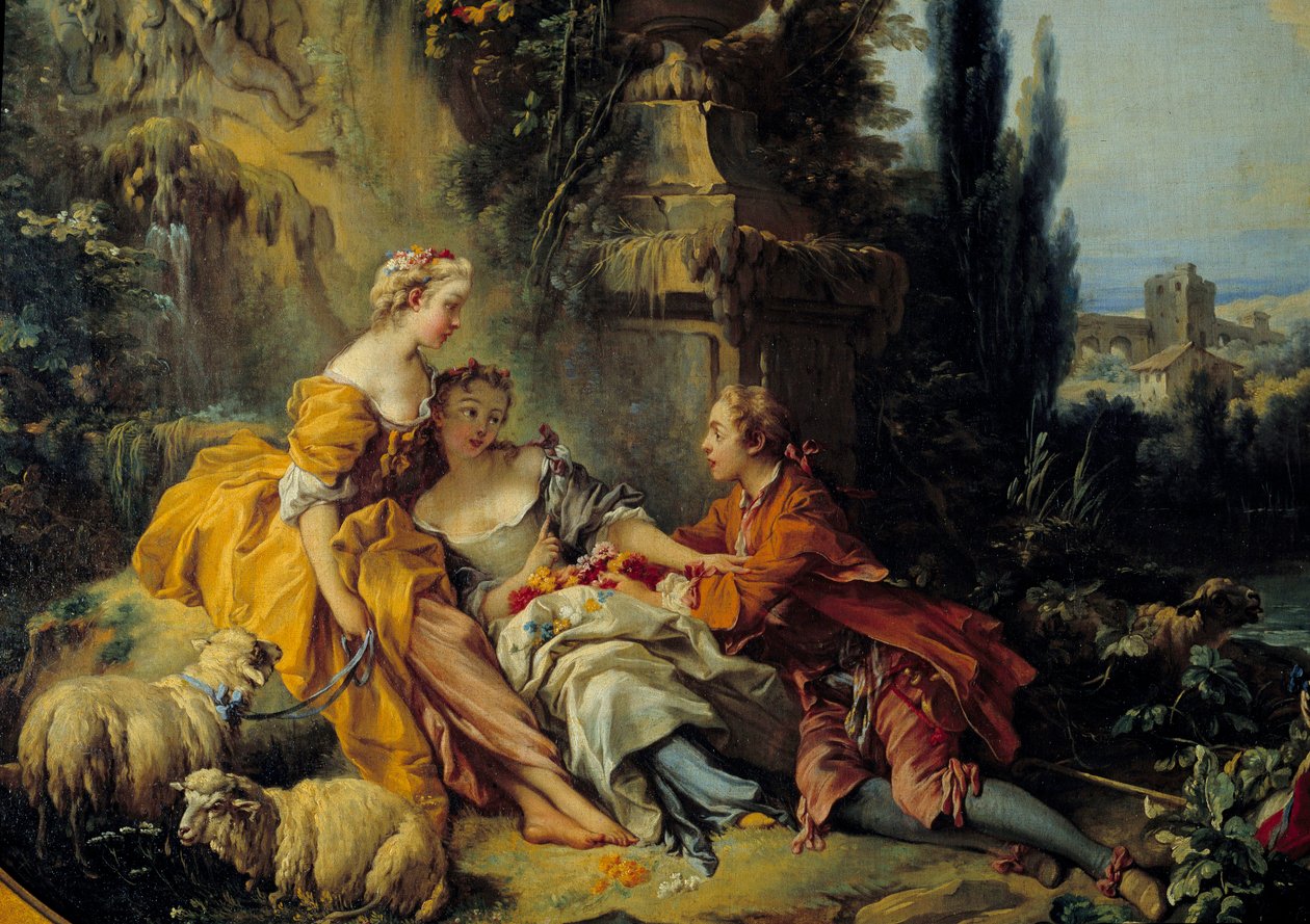 Samtale Champetre-maleri af Francois Boucher (1703-1770) 1700-tallet af François Boucher