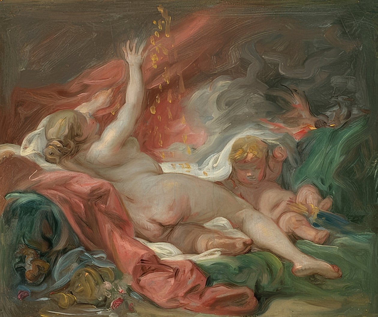 Danaë (studie). Omkring 1760 af François Boucher