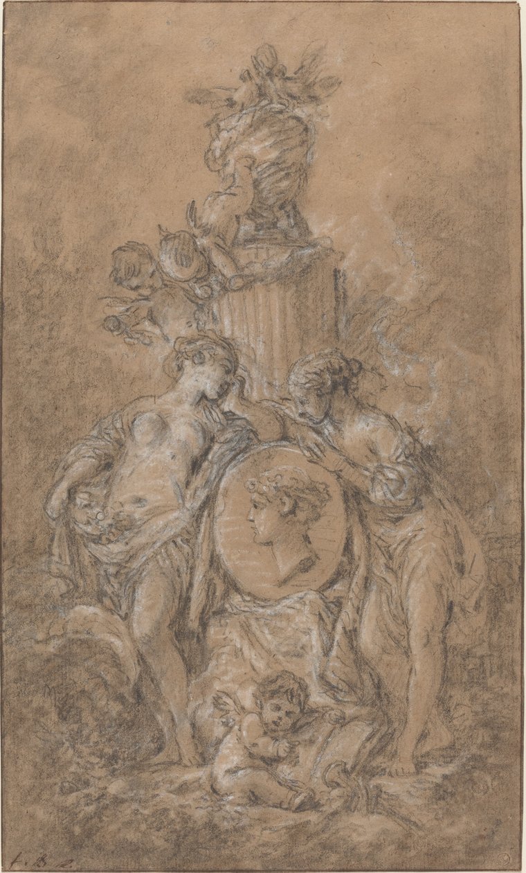 Design til et begravelsesmonument af François Boucher
