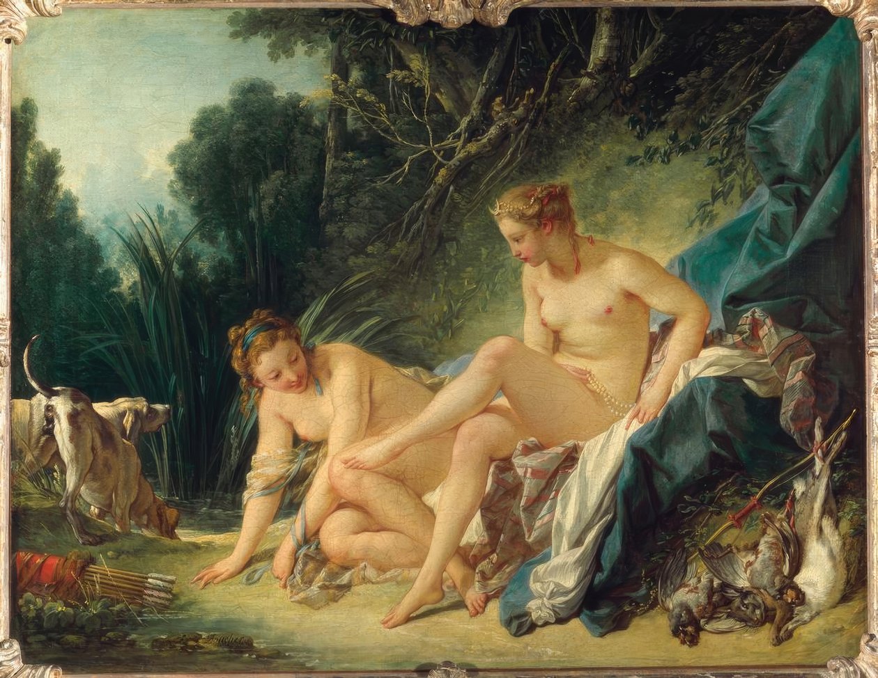 Diane kommer ud af badet af François Boucher