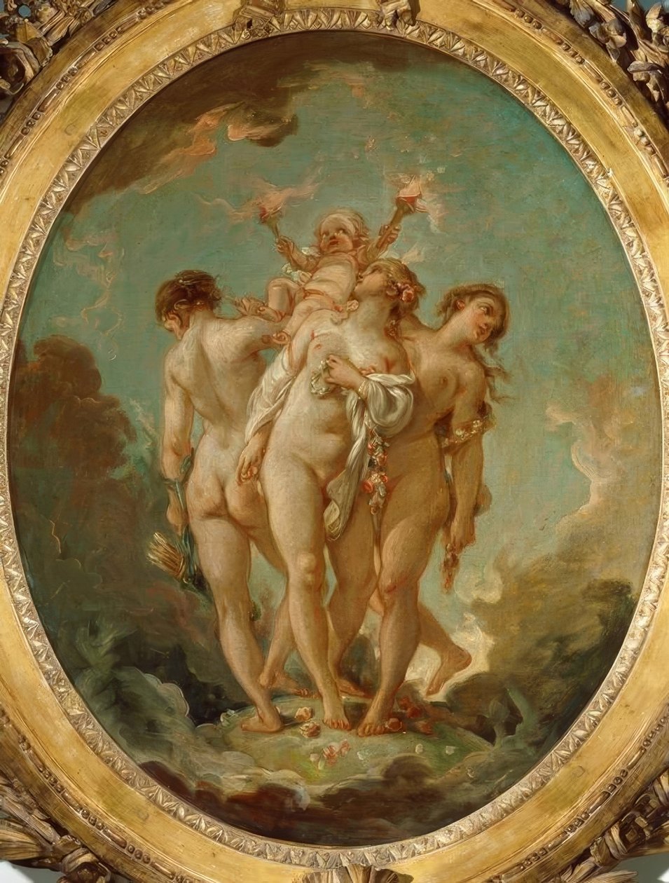 De tre nåder med Amor af François Boucher