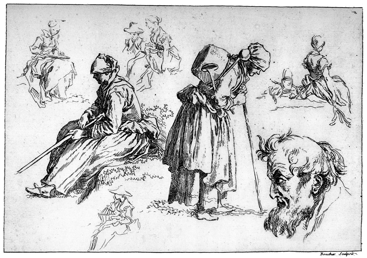 Diverse figurer, c1720-1770, 1924 af François Boucher