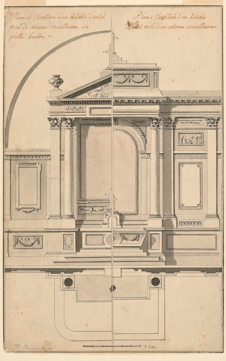 Tegning, opstalt af alterskærm, ca. 1770 af François Boucher