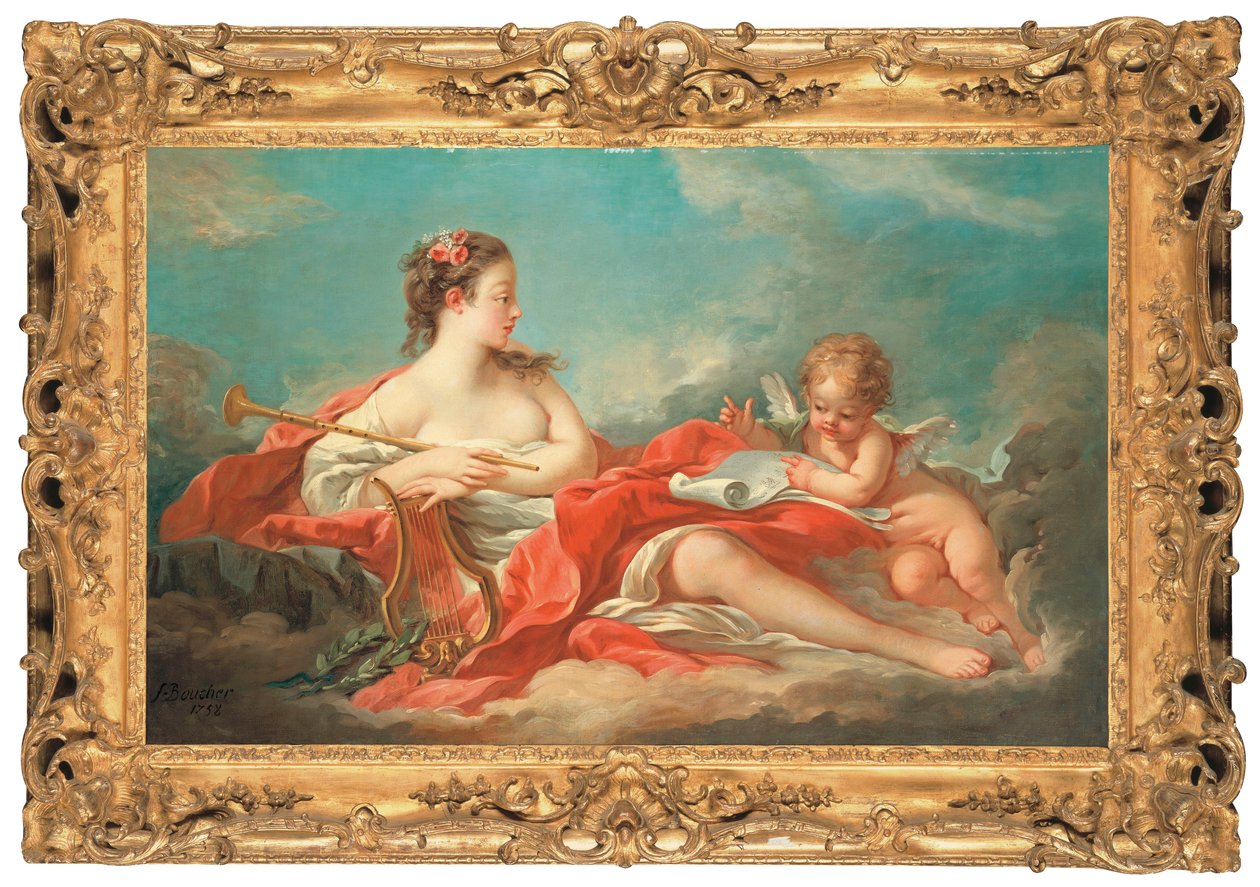 Erato, kærlighedspoesiens muse af François Boucher
