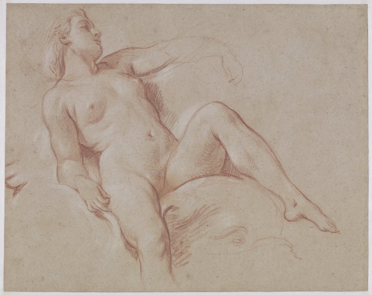 Kvindelig nøgen på en delfindani af François Boucher