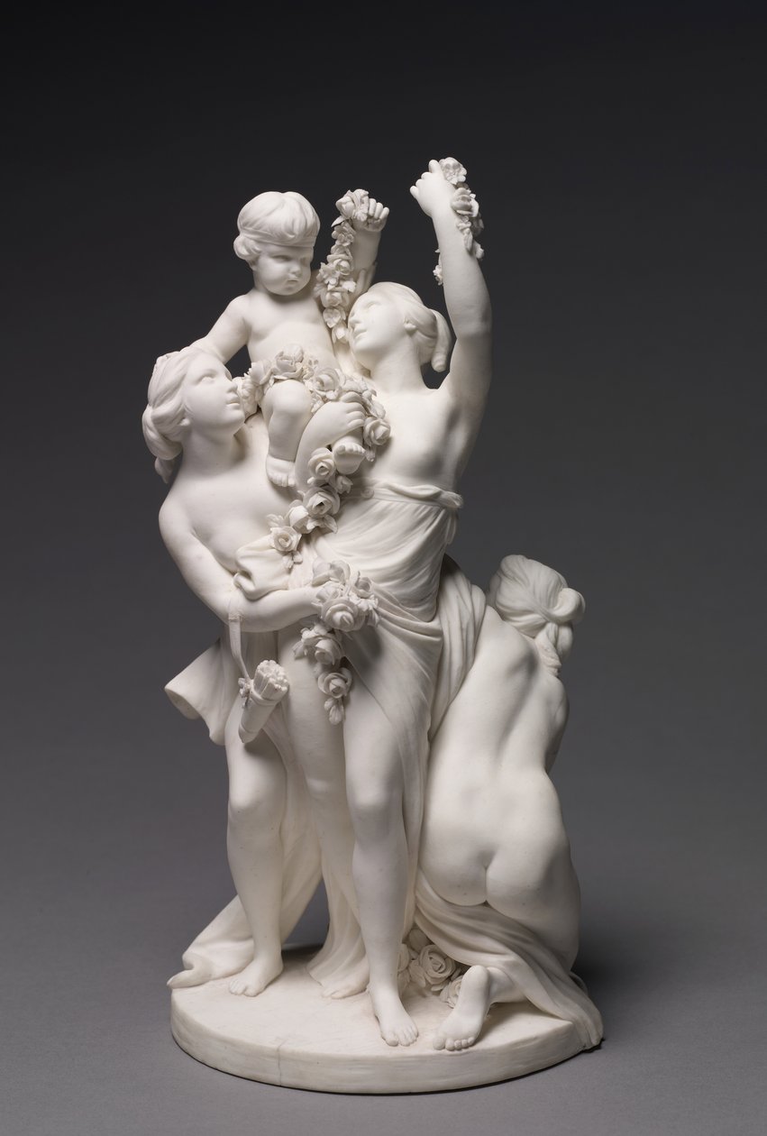 Figur af kærlighed båret af de tre nåder, fremstillet af Sèvres Factory, 1768 af François Boucher