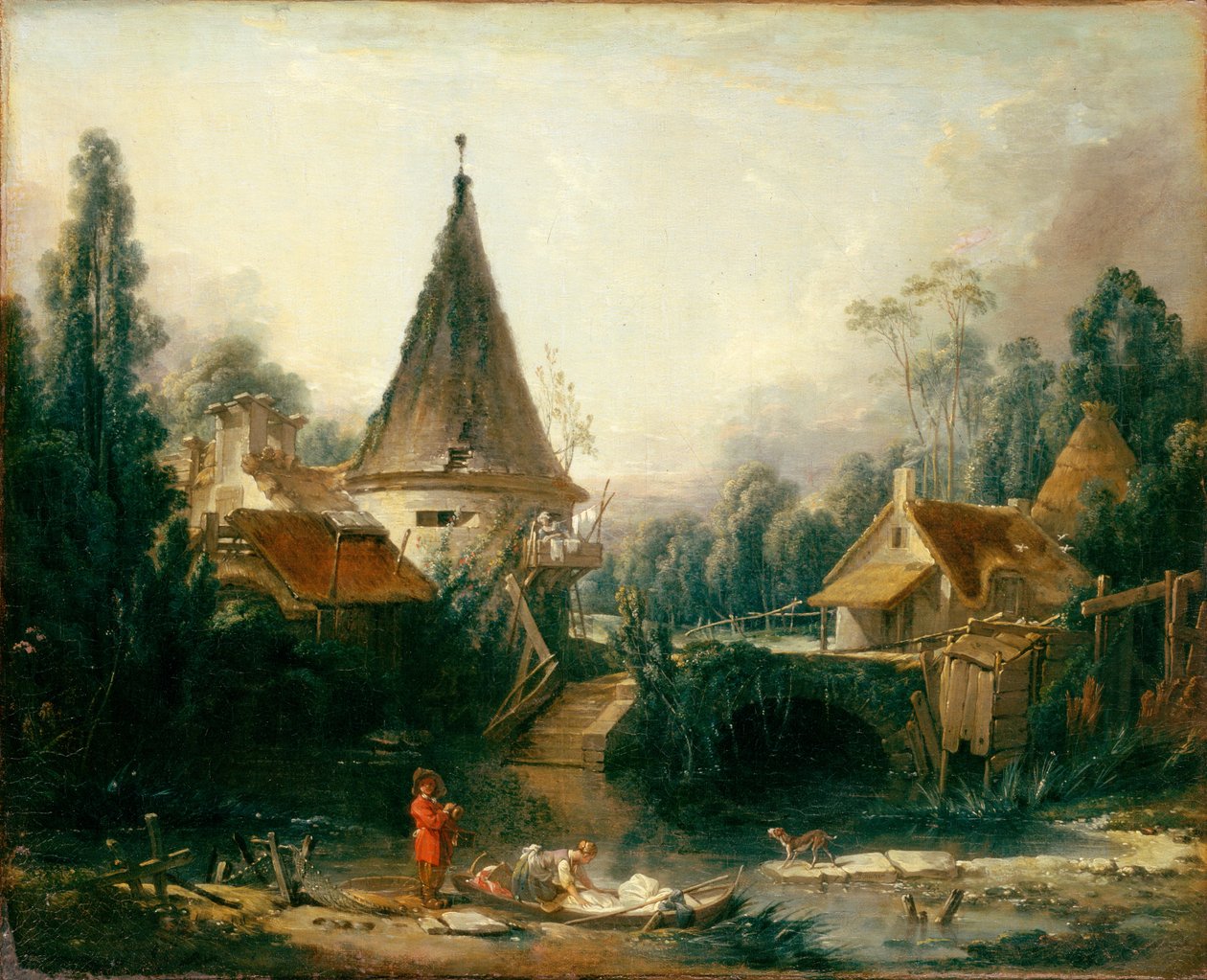 Fransk: Paysage près de Beauvais Landskab nær Beauvais af François Boucher