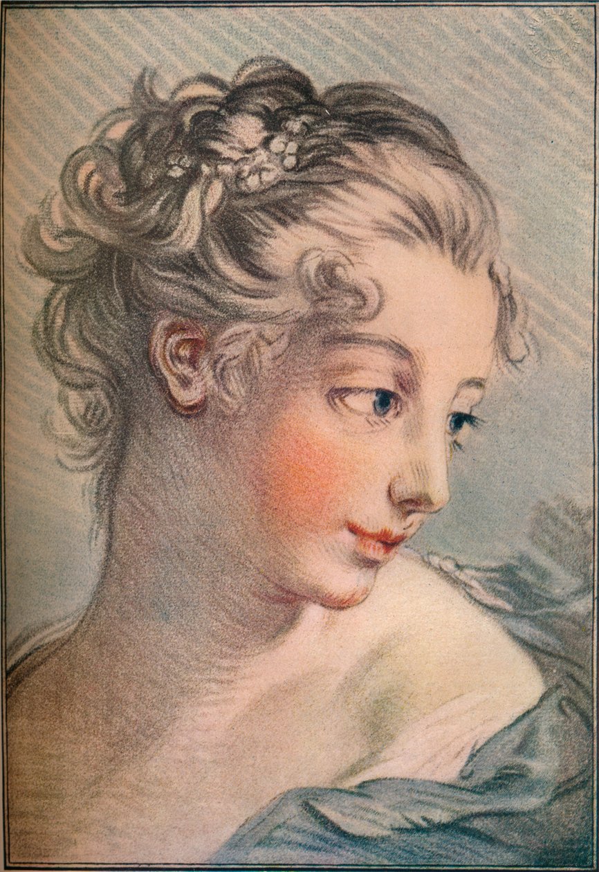 Head of a Girl, 1700-tallet, 1916 af François Boucher