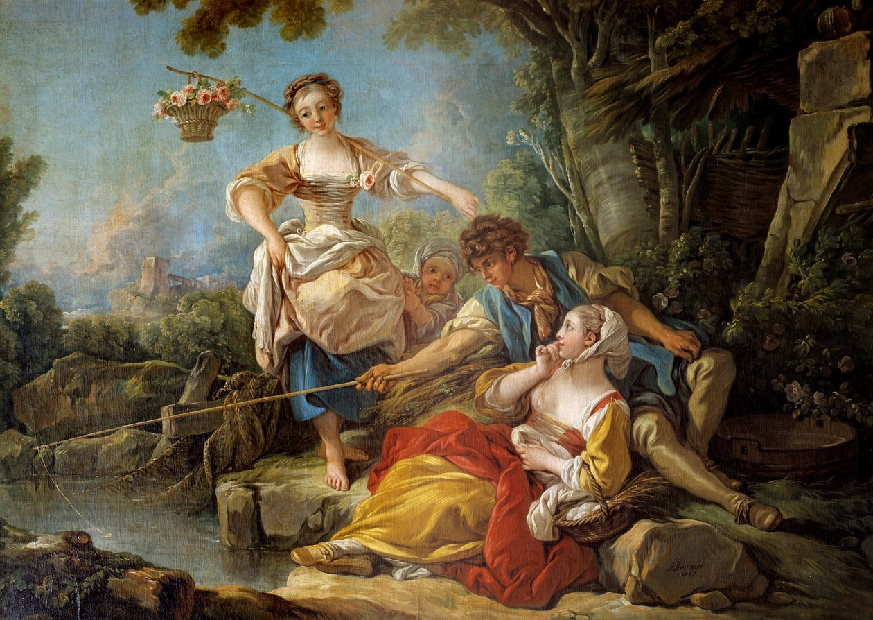 Linefiskeri Maleri af Francois Boucher (1703-1770) 1767 søn. 1,5x1,8m af François Boucher