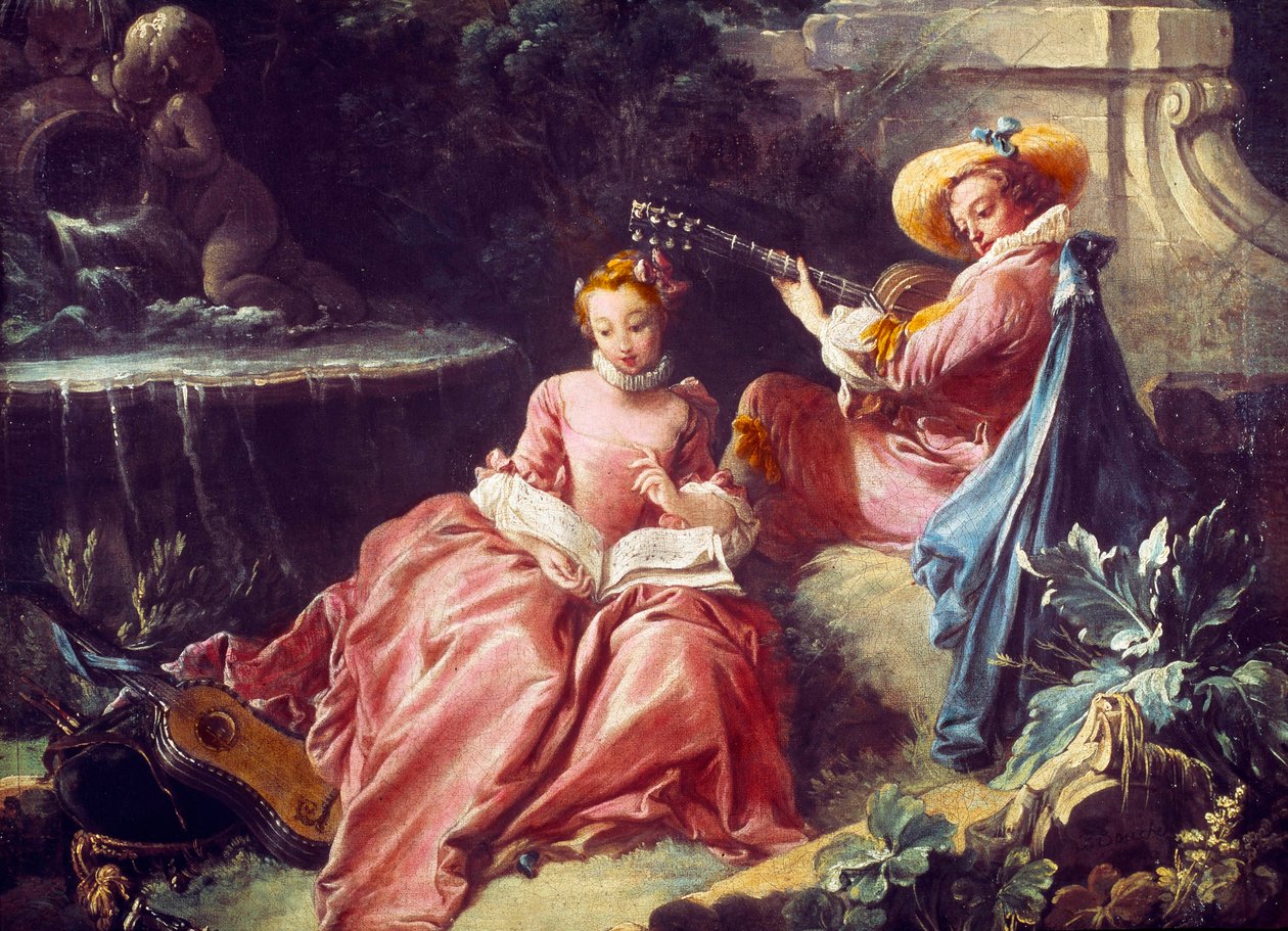 Musiktimen Maleri af Francois Boucher (1703-1770). 1700-tallet. Paris. Cognacq Jay Museum af François Boucher