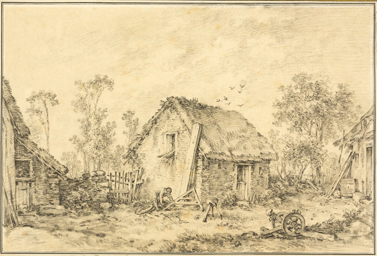 Landskab med rustikt sommerhus af François Boucher