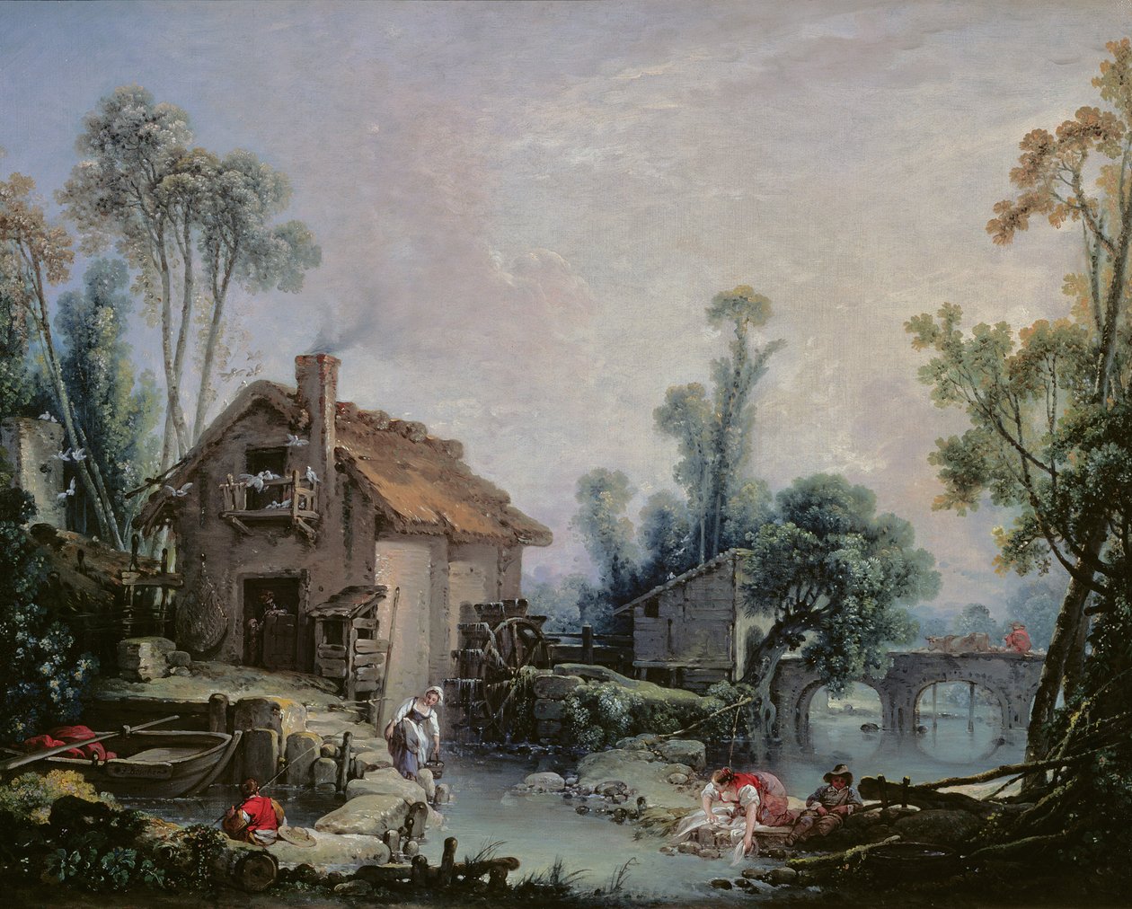 Landskab med en vandmølle, 1755 af François Boucher