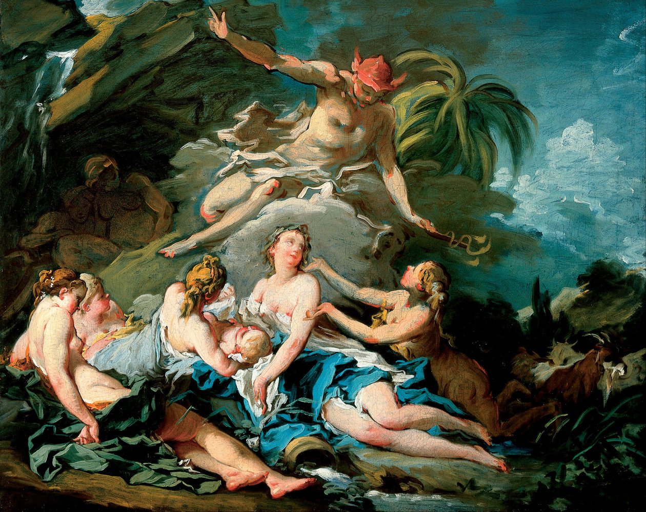 Kviksølv overlod spædbarnet Bacchus til Nysa -nymferne af François Boucher