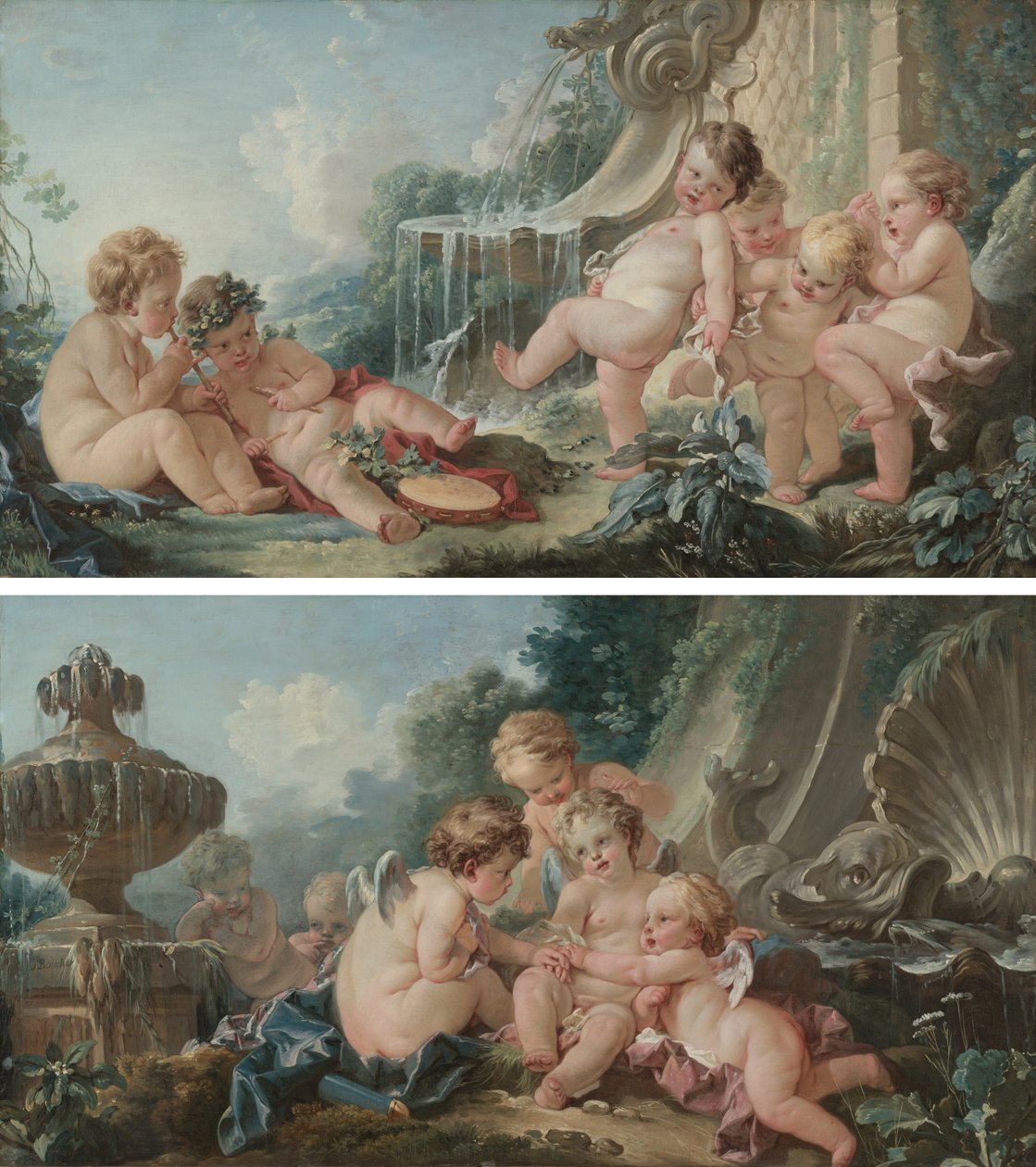 Musik og dans og amoriner i konspiration af François Boucher