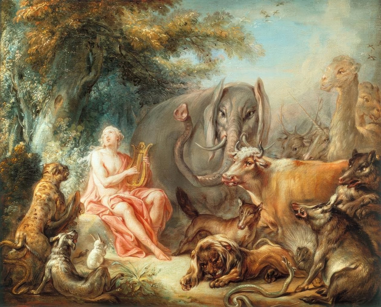 Orpheus charmerer dyrene af François Boucher