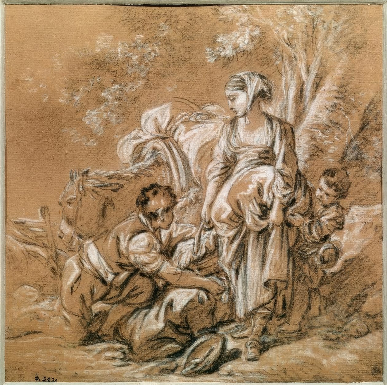 Bondekone og hendes børn af François Boucher