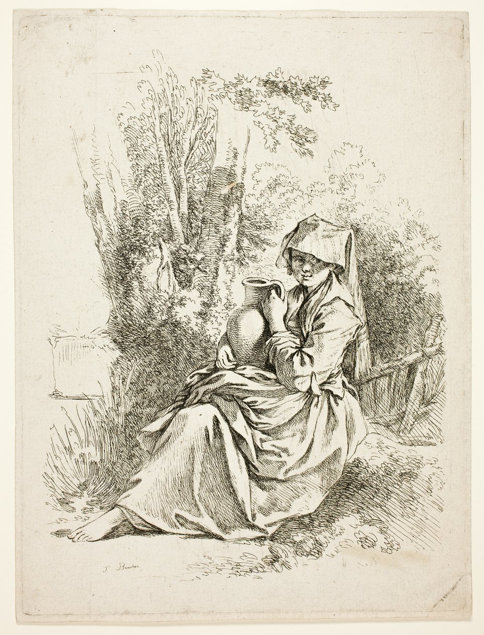 Bondekvinde med en kande af François Boucher