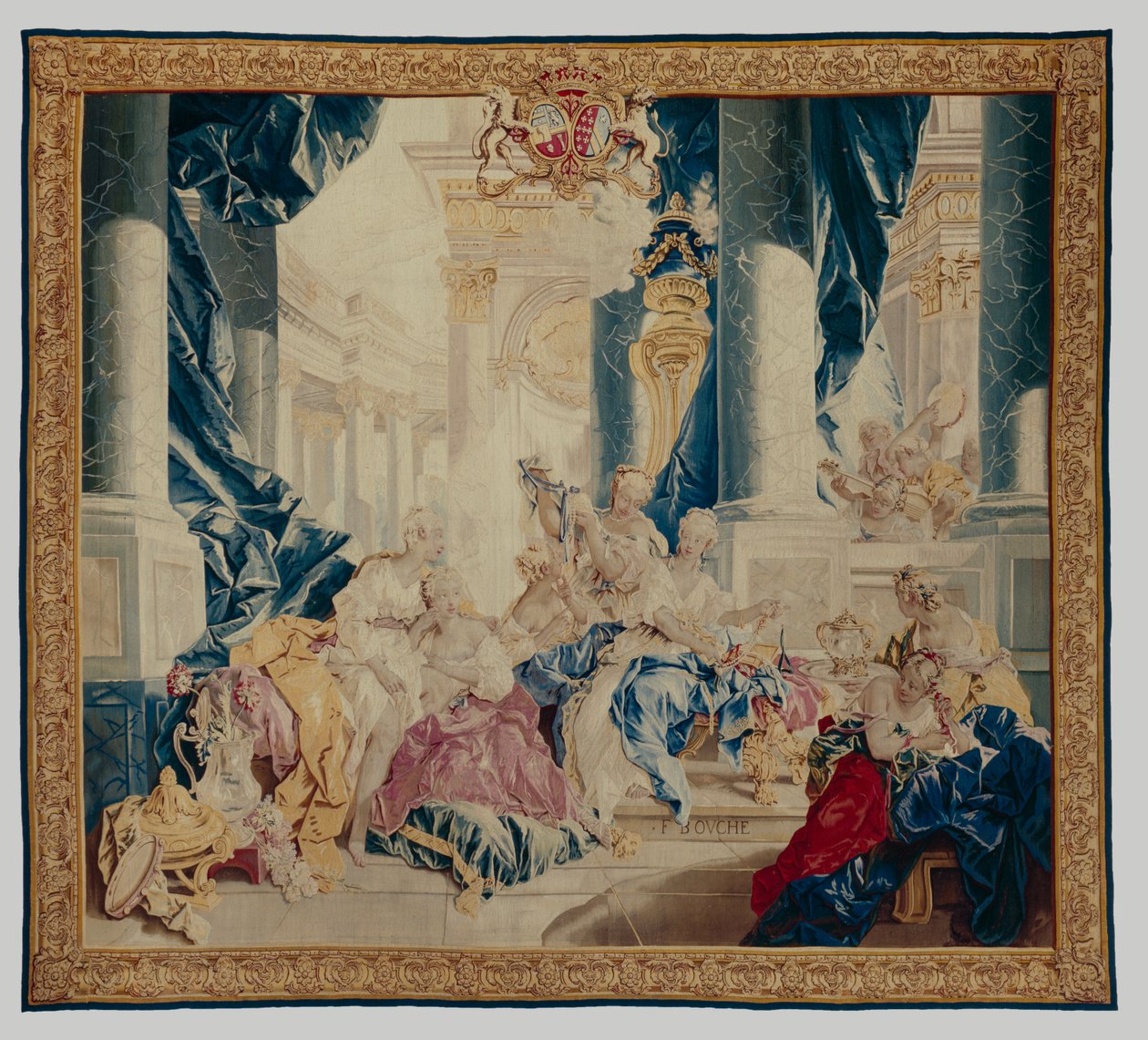Psyche viser sine skatte for sine søstre, 1744-46 (uld og silke) af François Boucher