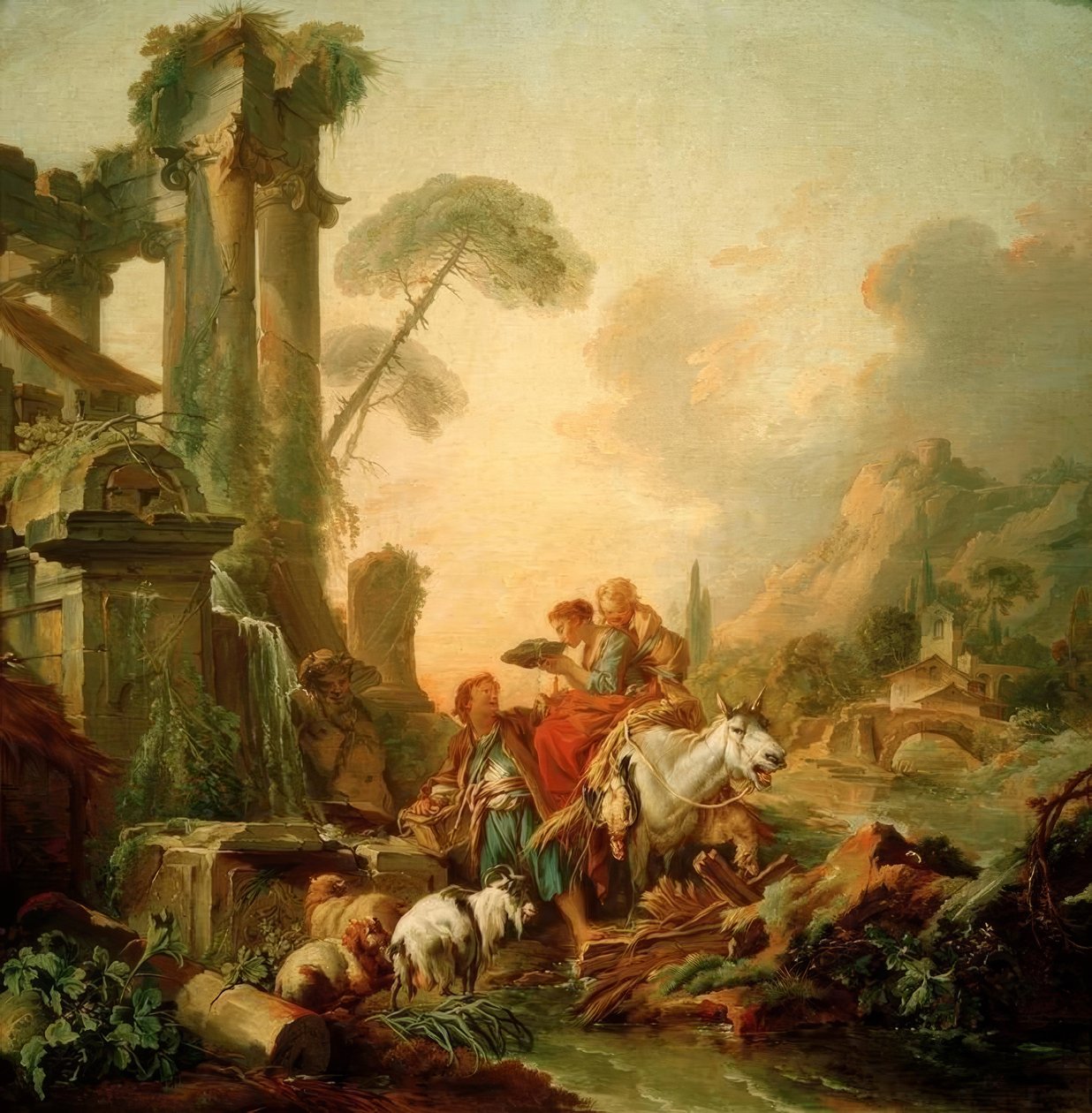 Hvil ved springvandet af François Boucher