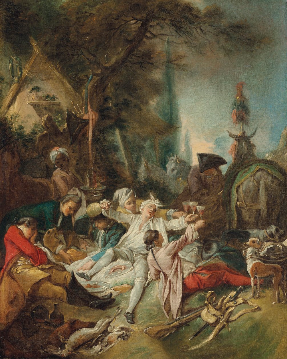 Hvil på jagten. af François Boucher
