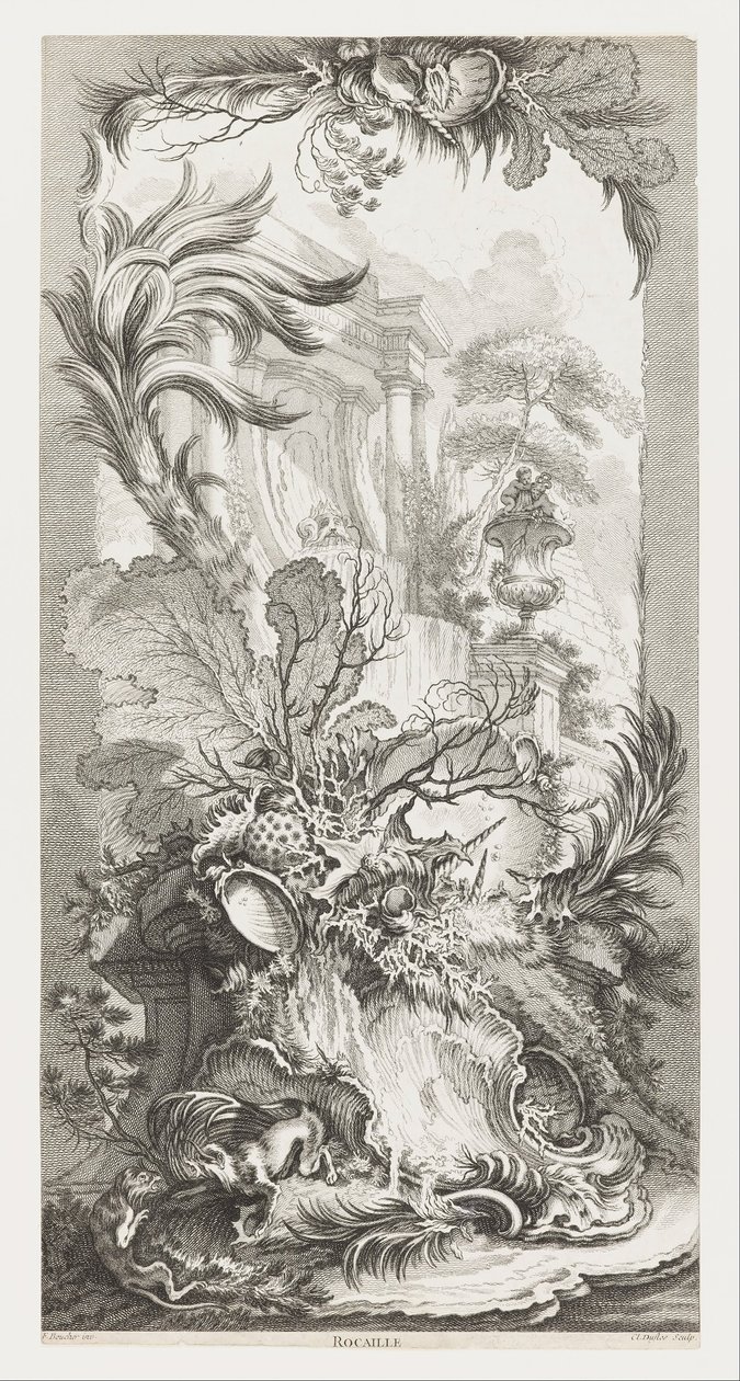 Rocaille [Rokokodesign], i Nouveaux Morceaux pour des Paravents [Nye koncepter for skærme]. af François Boucher