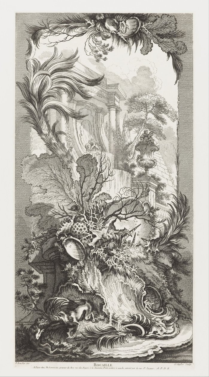 Rocaille [Rokokodesign] i Nouveaux Morceaux pour des paravents [Nye koncepter for skærme]. af François Boucher