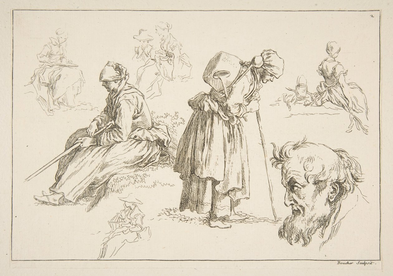 Skitseark, 1753. af François Boucher