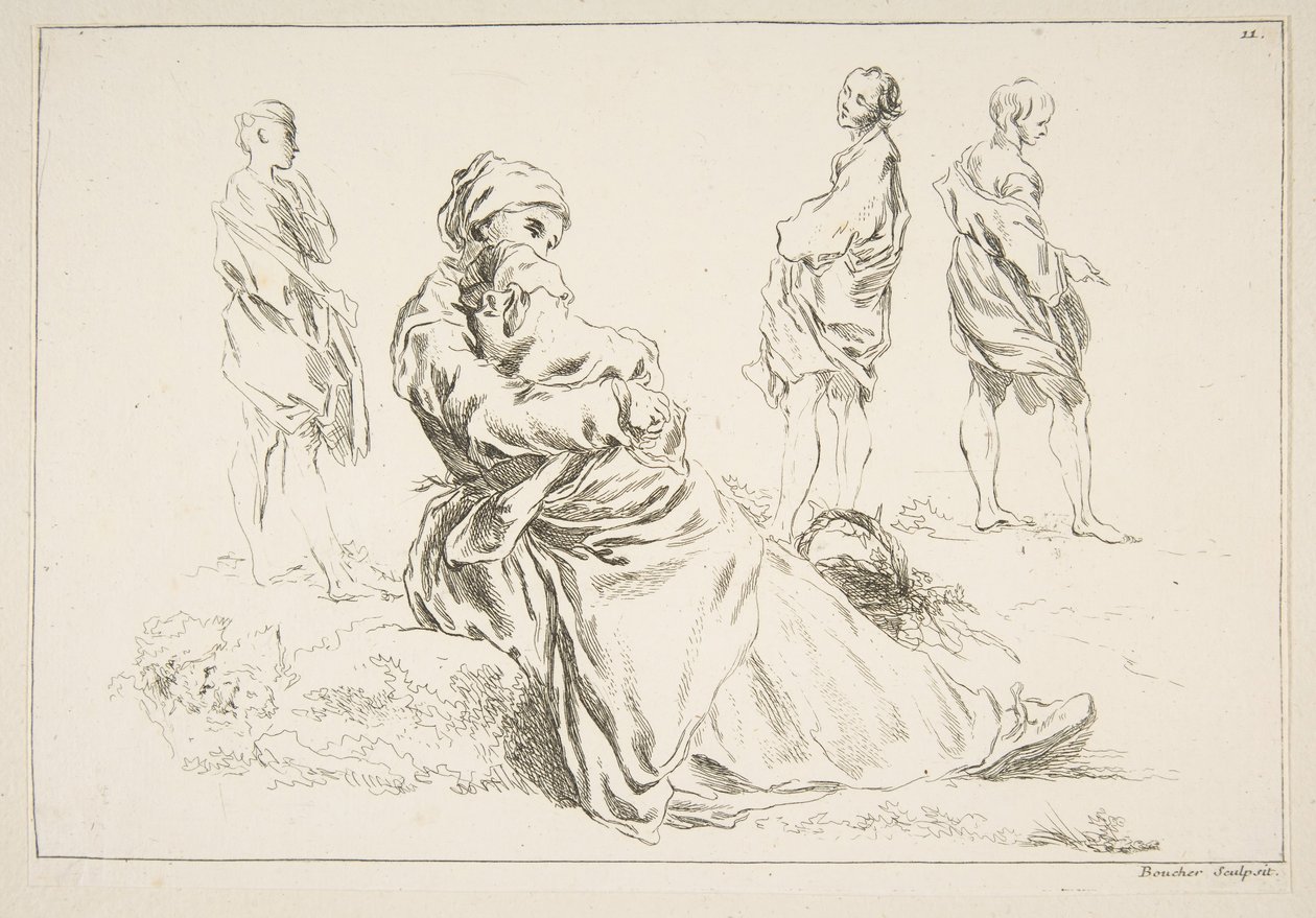 Skitseark, 1753. af François Boucher