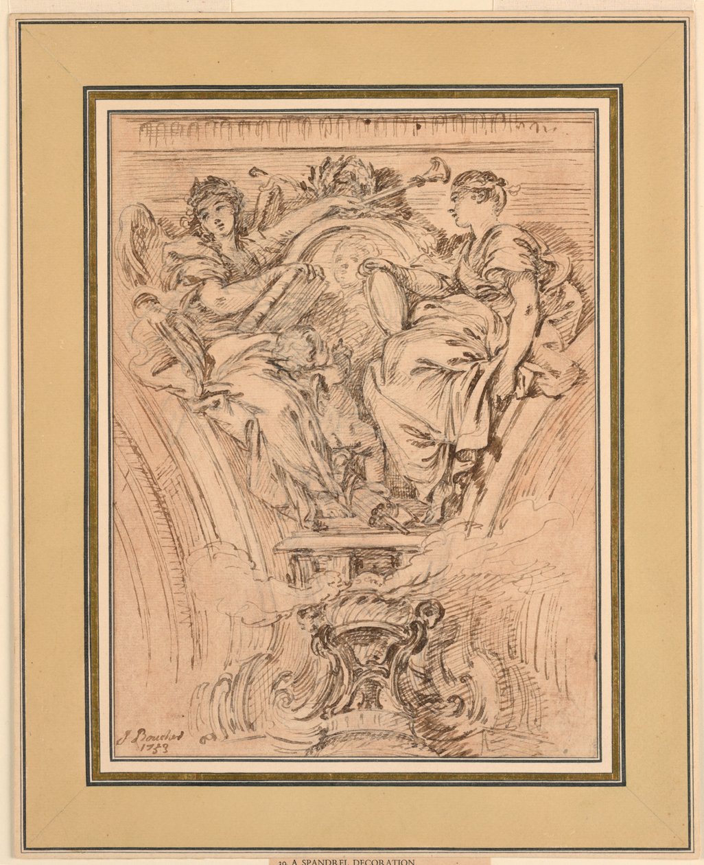 Spandrel dekoration: berømmelse og sandhed bifalder Louis XV af François Boucher