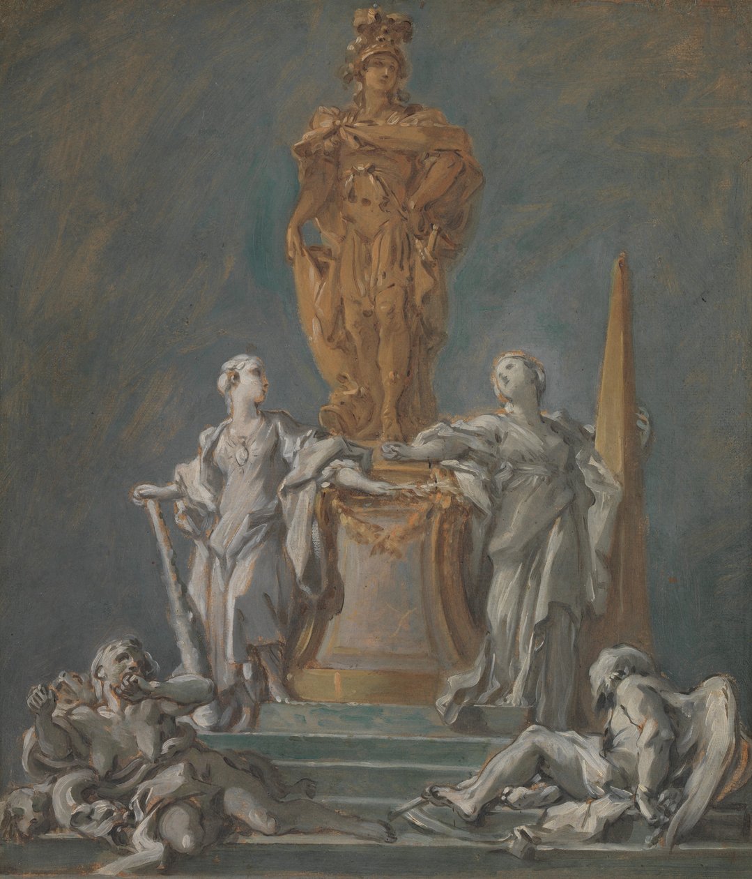 Studie til et monument til en fyrstelig figur. af François Boucher