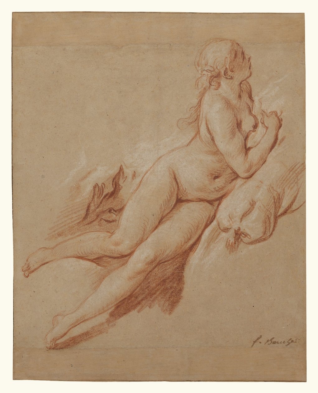 Studie af en liggende nøgen person af François Boucher