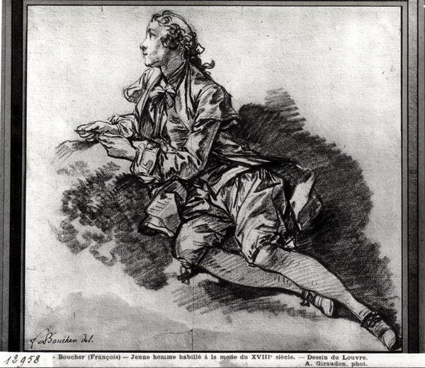 Studie af en ung mand (rødt kridt på papir) af François Boucher
