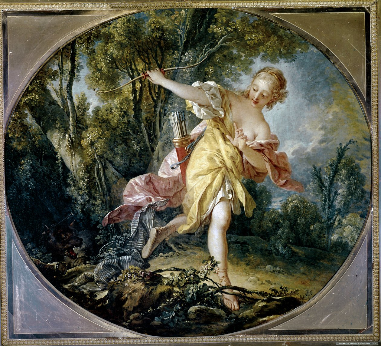 Sylvie flygter fra den ulv, hun har såret af François Boucher