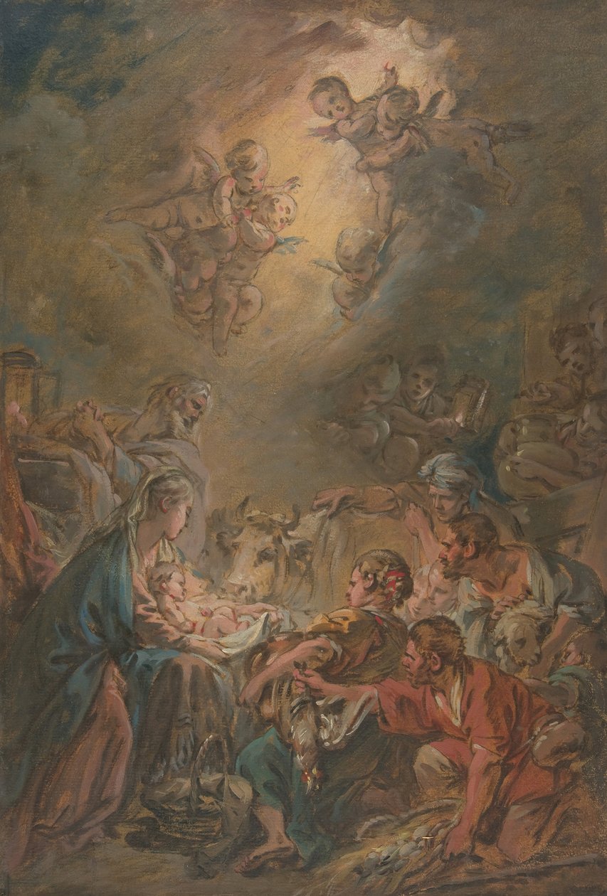 Hyrdernes tilbedelse,. af François Boucher