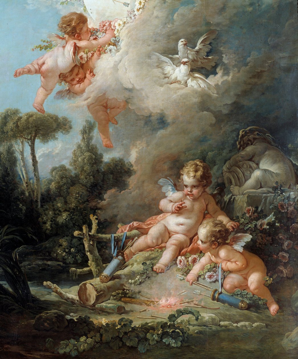Angel Detail Love Target. Maleri af Francois Boucher (1703-1770) 1758 søn. 2,58x1,67 m Paris, af François Boucher