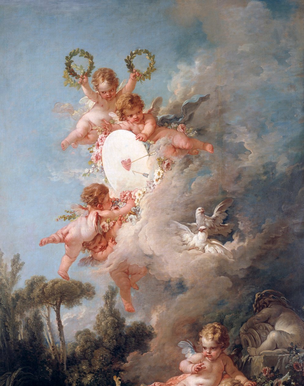 The Angel Detail Love Target. Painting by Francois Boucherdani af François Boucher