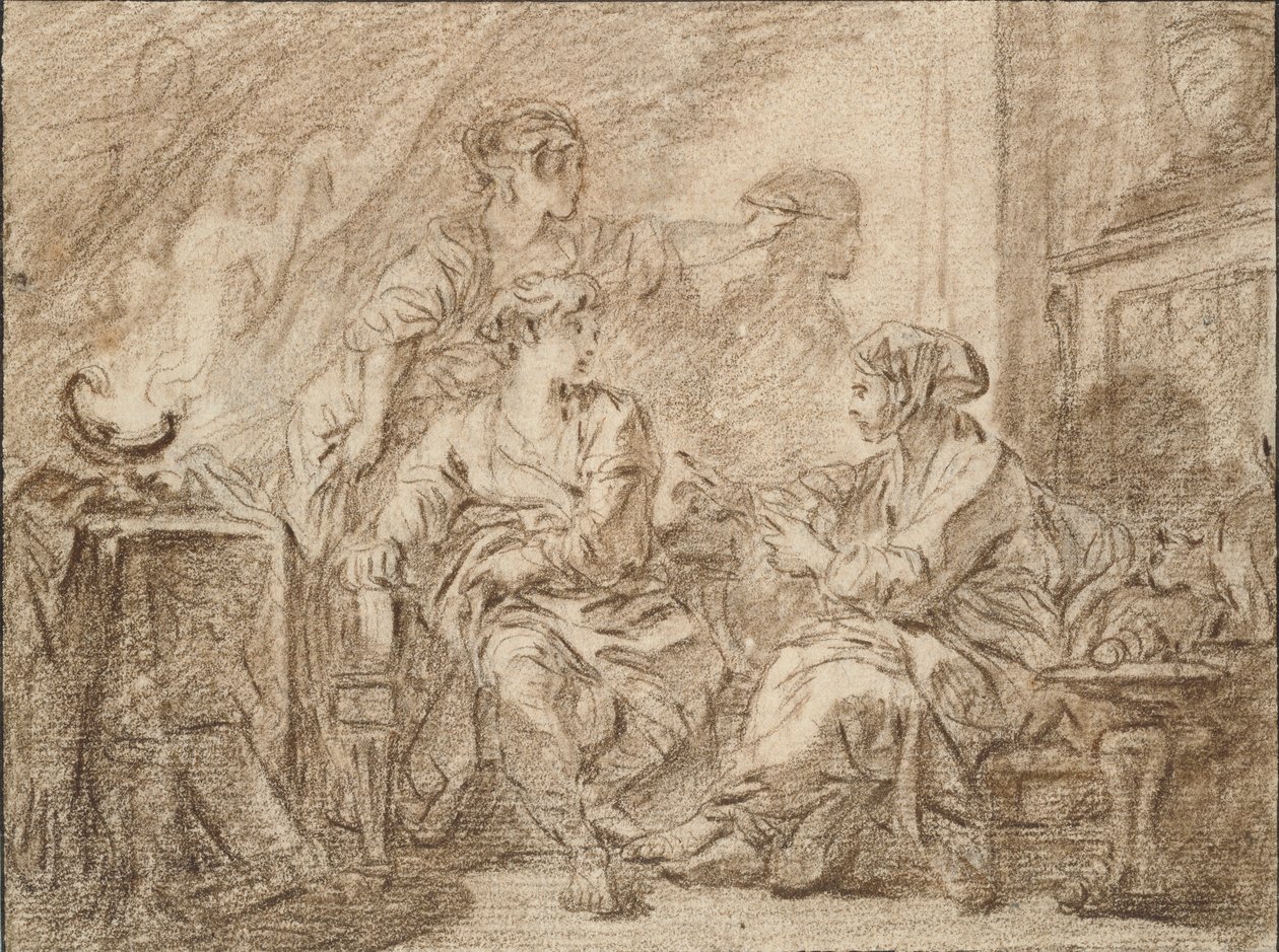 Tegningens opfindelse, midten af det 18. århundrede af François Boucher