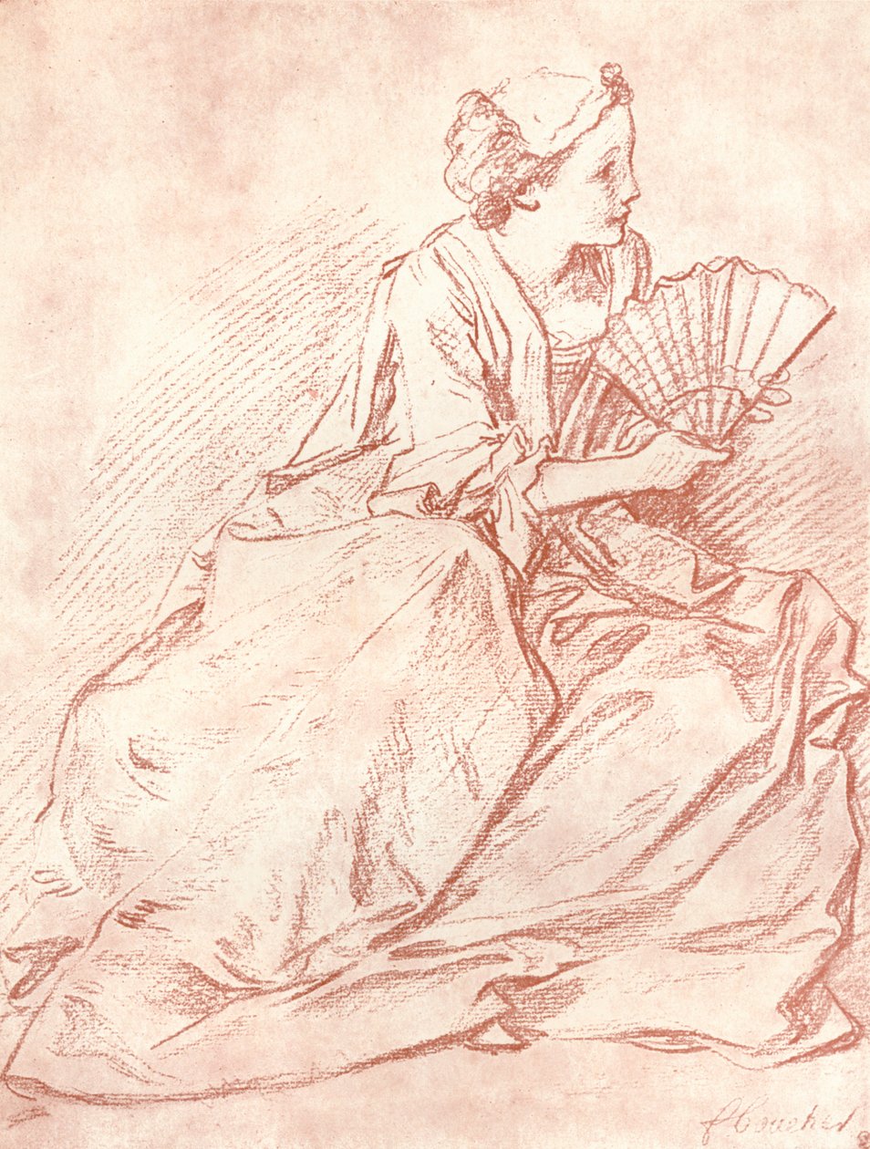 Damen med viften, 1700-tallet af François Boucher